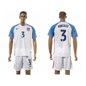 USA #3 Gonzalez Home Soccer Country Jersey