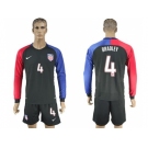 USA #4 Bradley Away Long Sleeves Soccer Country Jersey1