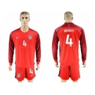 USA #4 Bradley Away Long Sleeves Soccer Country Jersey