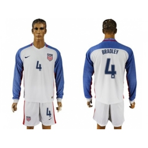 USA #4 Bradley Home Long Sleeves Soccer Country Jersey1