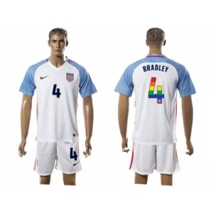 USA #4 Bradley White Rainbow Soccer Country Jersey