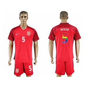 USA #5 Besler Red Rainbow Soccer Country Jersey
