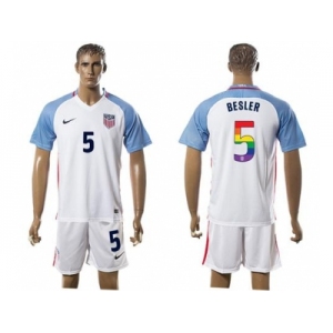 USA #5 Besler White Rainbow Soccer Country Jersey