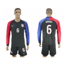 USA #6 Brooks Away Long Sleeves Soccer Country Jersey1