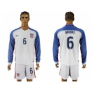 USA #6 Brooks Home Long Sleeves Soccer Country Jersey1