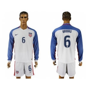 USA #6 Brooks Home Long Sleeves Soccer Country Jersey1