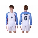 USA #6 Brooks Home Long Sleeves Soccer Country Jersey