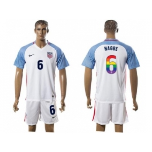USA #6 Nagbe White Rainbow Soccer Country Jersey
