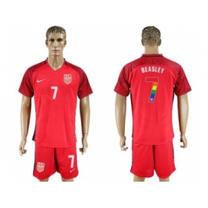 USA #7 Beasley Red Rainbow Soccer Country Jersey