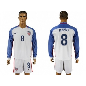 USA #8 Dempsey Home Long Sleeves Soccer Country Jersey1