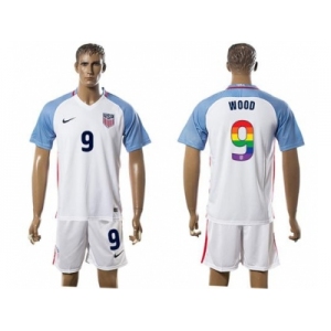 USA #9 Wood White Rainbow Soccer Country Jersey