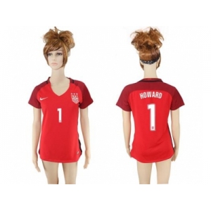 Women's USA #1 Howard Away Soccer Country Jersey1