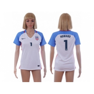 Women's USA #1 Howard Home Soccer Country Jersey1