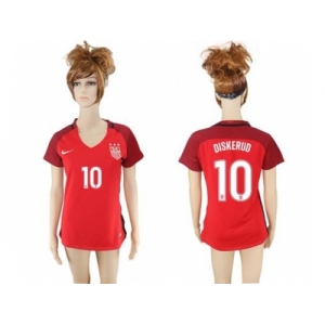 Women's USA #10 Diskerud Away Soccer Country Jersey1