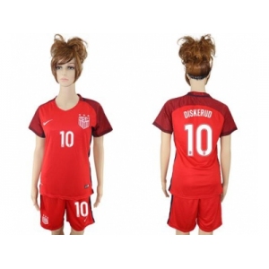 Women's USA #10 Diskerud Away Soccer Country Jersey