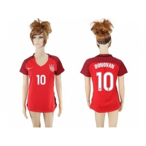 Women's USA #10 Donovan Away Soccer Country Jersey1