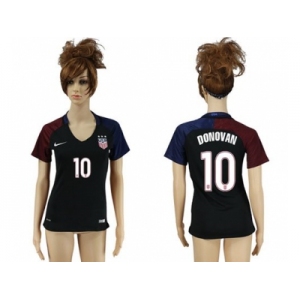 Women's USA #10 Donovan Away Soccer Country Jersey4
