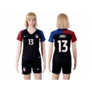 Women's USA #13 Jones Away Soccer Country Jersey2