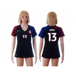 Women's USA #13 Jones Away Soccer Country Jersey4