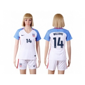 Women's USA #14 Williams Home Soccer Country Jersey