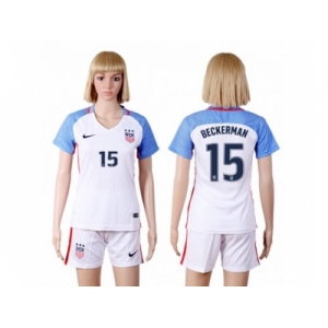 Women's USA #15 Beckerman Home Soccer Country Jersey