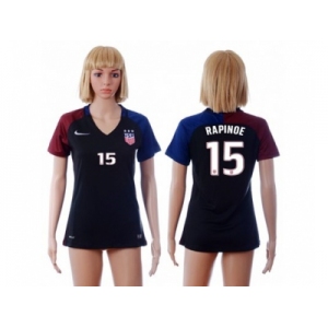 Women's USA #15 Rapinoe Away Soccer Country Jersey4