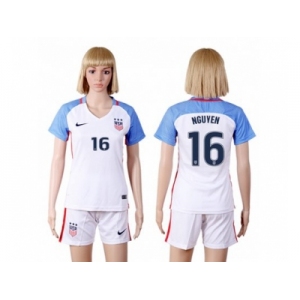 Women's USA #16 Nguyen Home Soccer Country Jersey