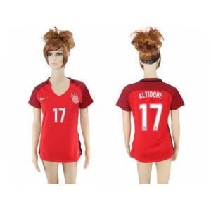 Women's USA #17 Altidore Away Soccer Country Jersey