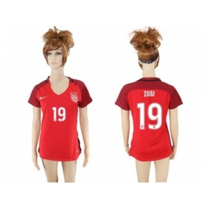 Women's USA #19 Zusi Away Soccer Country Jersey1