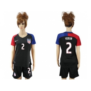 Women's USA #2 Yedlin Away Soccer Country Jersey3