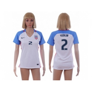 Women's USA #2 Yedlin Home Soccer Country Jersey1