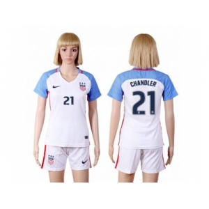 Women's USA #21 Chandler Home Soccer Country Jersey