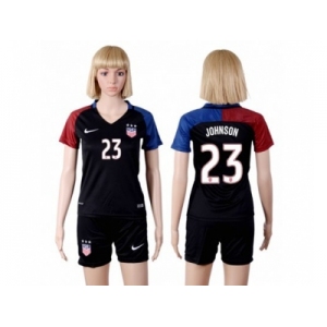 Women's USA #23 Johnson Away Soccer Country Jersey2