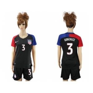 Women's USA #3 Gonzalez Away Soccer Country Jersey3