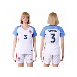 Women's USA #3 Gonzalez Home Soccer Country Jersey