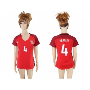 Women's USA #4 Bradley Away Soccer Country Jersey1