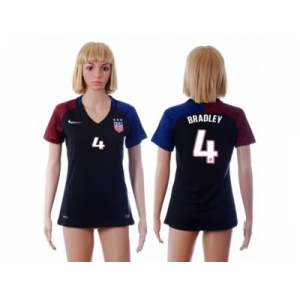 Women's USA #4 Bradley Away Soccer Country Jersey4