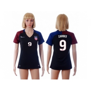 Women's USA #9 Zardes Away Soccer Country Jersey4