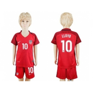 USA #10 LLOYD Away Kid Soccer Country Jersey