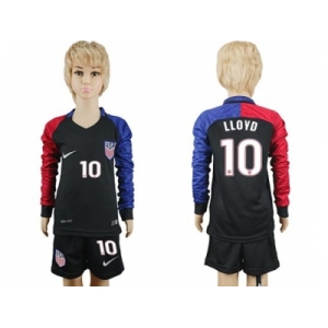 USA #10 LLOYD Away Long Sleeves Kid Soccer Country Jersey1