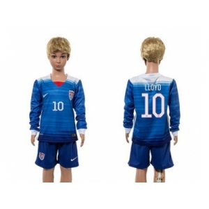 USA #10 LLOYD Away Long Sleeves Kid Soccer Country Jersey2
