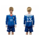 USA #13 Morgan Away Long Sleeves Kid Soccer Country Jersey2