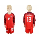 USA #13 Morgan Away Long Sleeves Kid Soccer Country Jersey