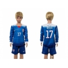 USA #17 Heath Away Long Sleeves Kid Soccer Country Jersey