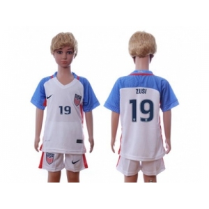 USA #19 Zusi Home Kid Soccer Country Jersey
