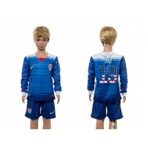 USA #19 Zusi Independence Day Away Long Sleeves Kid Soccer Country Jersey