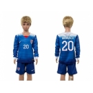USA #20 Wambach Away Long Sleeves Kid Soccer Country Jersey