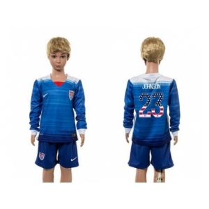 USA #23 Johnson Independence Day Away Long Sleeves Kid Soccer Country Jersey
