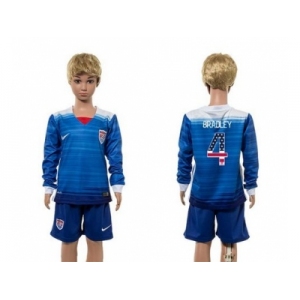 USA #4 Bradley Independence Day Away Long Sleeves Kid Soccer Country Jersey