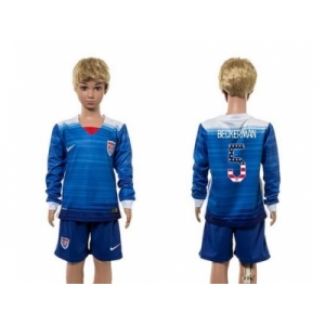 USA #5 Beckerman Independence Day Away Long Sleeves Kid Soccer Country Jersey